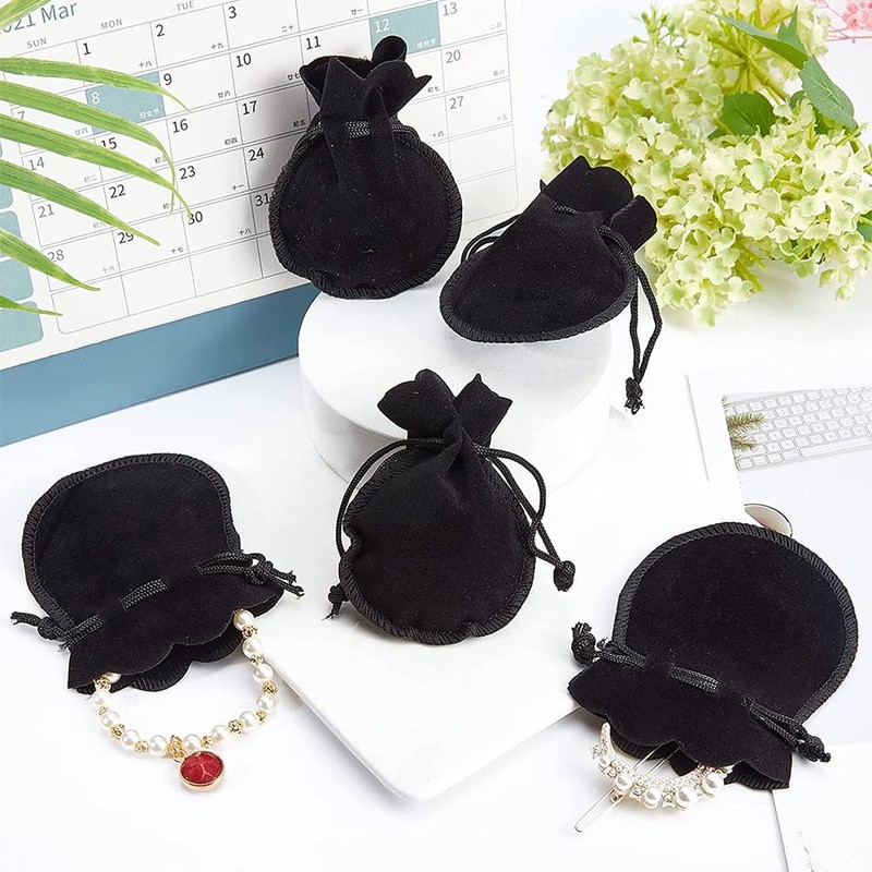 Drawstring Bags, Faux Velour, Set of 10, Jewelry Pouch, Accessory