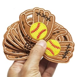 FSFYXHC - Juego de 12 guantes de béisbol de sóftbol amarillos para el día del juego, parches bordados para planchar a máquina, bordado a máquina, gorro, gorro, diadema, parche de 2.2 x 2.6 pulgadas