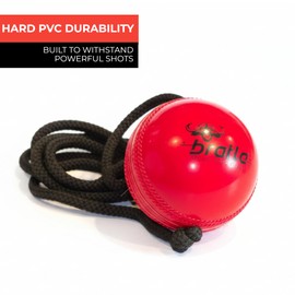 Bratla Hanging Cricket Practice Ball with String – Hard PVC Tethered Training Ball for Batting Practice, Hand-Eye Coordination & Shot Timing – Solo Cricket Practice for All Ages