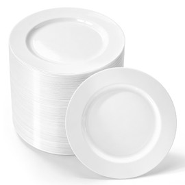 N9R 7 inch White Disposable Plastic Plates, 100PCS Dessert/Salad Plates