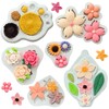 5 moldes de silicona para flores y hojas