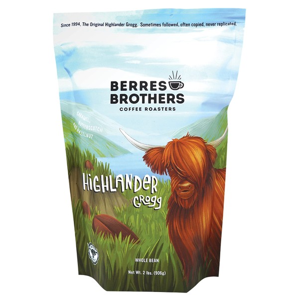 Berres Brothers Highlander Grogg Whole Bean Coffee, 2lb Package, Combination of Caramel, Butterscotch and Hazelnut, 2 Pound Whole Bean Bag of Coffee