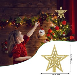 SULOLI Gold Shiny Poinsettia, Star for the Christmas Tree, Shiny Christmas Tree Toppers for Christmas Tree Decoration, Party Decoration