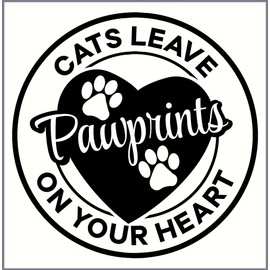 Wall Decor Plus More WDPM3231 Cats Leave Pawprints on Your Heart Wall Decal Art, 23-Inch x 23-Inch, Black