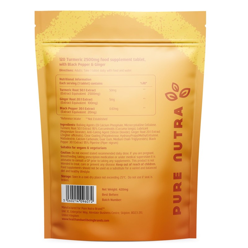 Turmeric 2500mg with Ginger and Black Pepper from Pure Nutra
