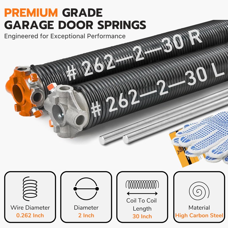 Buck Pair of 2" Heavy Duty Garage Door Torsion Springs
