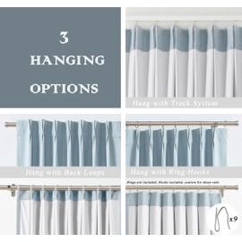 Pinch Pleated Blackout Curtain Panels with Full Blackout Liner Linen Texture Window Treatment Sets with Back Tab for Living Room Bedroom Thermal Insulated Drape with 9 Hooks, 40"x90"x2, Dusty Blue