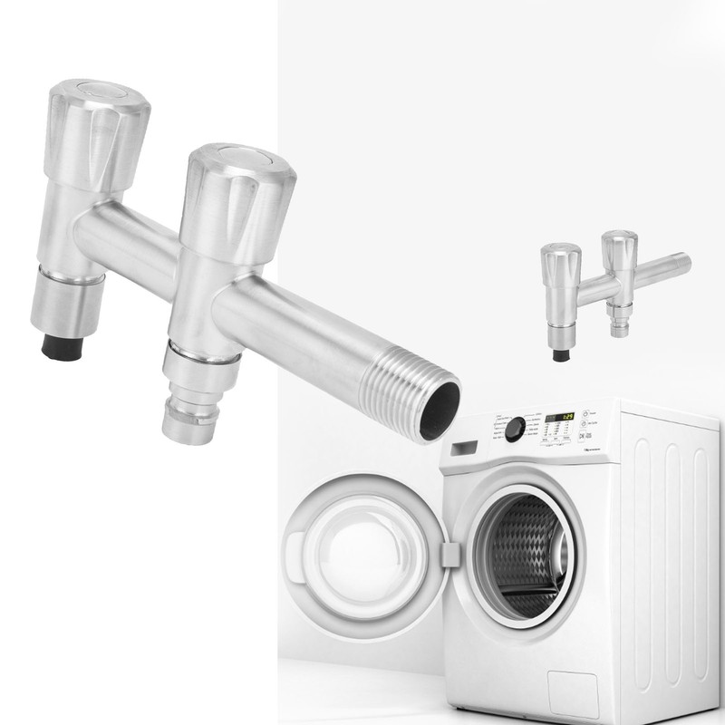 G1/2 Stainless Steel Faucet 1 Inlet 2 Outlet Washing Machine