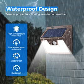 Peasur Solar Lights Outdoor Waterproof [12 Packs/140 LEDs], 3 Lighting Modes Solar Motion Sensor Light Outdoor, Ultra Bright Security Lights Outdoor Solar Lights for Outside Fence Patio Deck[Brown]