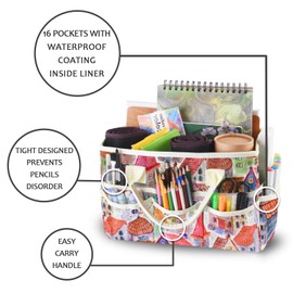 qianshan Craft Organizer Tote Bag with Multiple Pockets, Large Art Storage Caddy with Handles for Art, Craft, Sewing, Make-up，Scrapbooking, Medical, and Office Supplies Storage.House