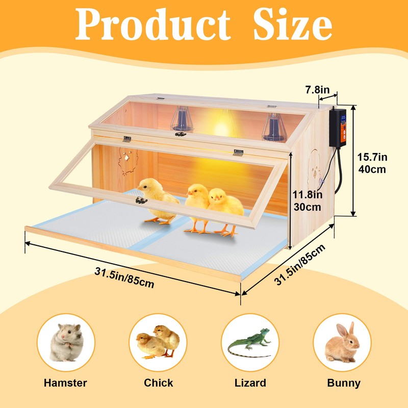 Brooder Box for Chicks, 32" Chicken Nesting Box with Heat