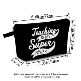 MoCaliduccious Teaching IS MY Super POWER Print Makeup Bag Teacher Strength Print Makeup Pouch Birthday Surprise Holiday Festive Appreciation for Teaching Professionals​​