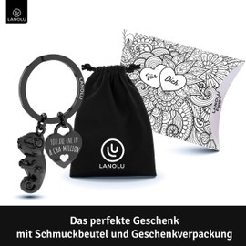 LANOLU Keyring Chameleon Chamillo, Lucky Charm Keyring Partner and for Best Friend, Couple Gift Friend Made of Metal, black