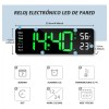 Reloj De Pared Digital Con Termómetro, Alarmas Y Calendario