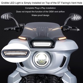 Advanblack FXRT ST Fairing Vent Light Led Light Lights For Harley Low Rider ST Fairing/Dyna/Softail with ST Headlight Fairing (Gridlite Led Vent Light), Smoke