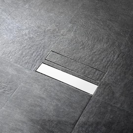 Micmi 12 Inch Shower Floor Drain with Adjustable Quadrato Pattern Grate, 304 Stainless Steel, PVC Shower Drain Base, Rubber Gasket, Hair Strainer (1pack, Brushed Nickel, 12 in)