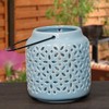 Antikas - Light Blue Ceramic Lantern with Carry Handle