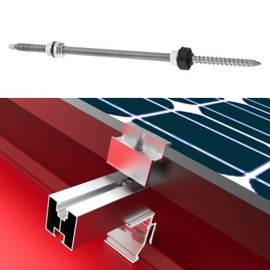 LT Easiyl Pack of 4 Hanger Bolts 304 Stainless Steel Height Adjustable Solar Hanger Bolts for Photovoltaic Solar Mounting on Building Roofs, M10 x 300 mm