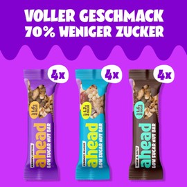 ahead Nutbar Mixbox | Nussriegel Müsliriegel ohne Zuckerzusatz mit 3 Sorten - 12x35g mit nur 1,7g Zucker pro glutenfreiem Riegel