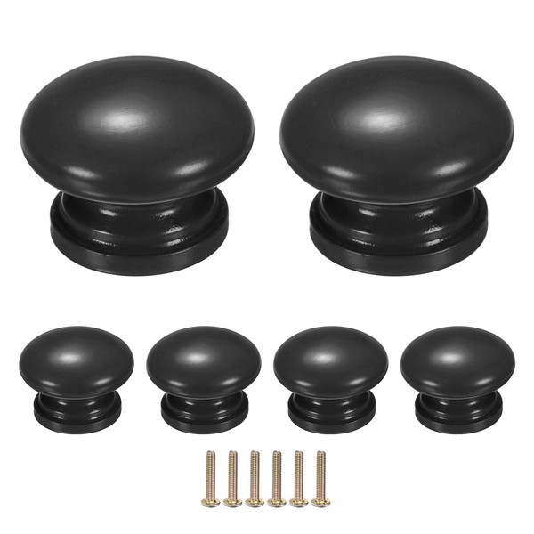 M METERXITY 6-Pack Kicthen Cabinet Knobs, 1-3/8 in(35mm) Solid Wood