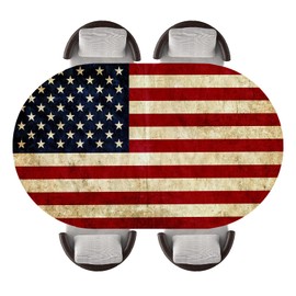 DFRGYUR American Flag Texture Background Oval Fitted Tablecloth Waterproof，Outdoor Decoration with Elastic Edge Table Cover，A Great Choice for Outdoors Picnics, Fits 42"X60" Oval Tables, Style78