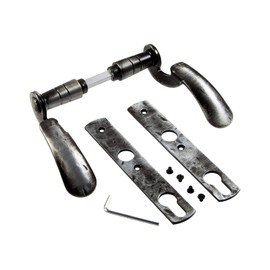 Gedotec Change Fitting Knob, 1 Door Fitting, Antique Door Handles, Room Door, BERN, PZ 72 mm, Left, Door Handle Forged Iron Black - Silver Patinated, Vintage Handle Set