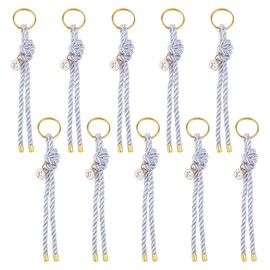 SUPERFINDINGS 10Pcs Polyester Cord Keychain Cross Key Chains Golden Keychain Pendant Enamel Keyring with Iron Rings 16cm for Purse Zipper Bag Hainging Ornament, Golden, 16cm