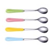 HEMOTON Mini Supoon 4Pcs Stainless Steel Teaspoons Stirring Spoons Ceramic
