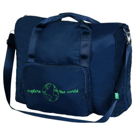 moses. Fernweh Foldable Travel Bag, Practical Weekender for Travelling, with Adjustable Shoulder Strap and Strap for the Suitcase, blue, Travel