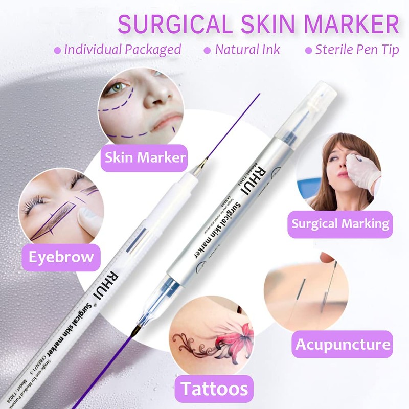 Surgical Skin Marker Pen 4-Pack Professional Sterile Tip Tattoo Stencil