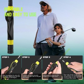 Golf Grip Trainer, Golf Training Aid, Golf Grip Kit, Golf Club Grips, Golf Club Grip, Grip Trainer Golf Club To Help Train Correct Hand Position (Right Hand Yellow)