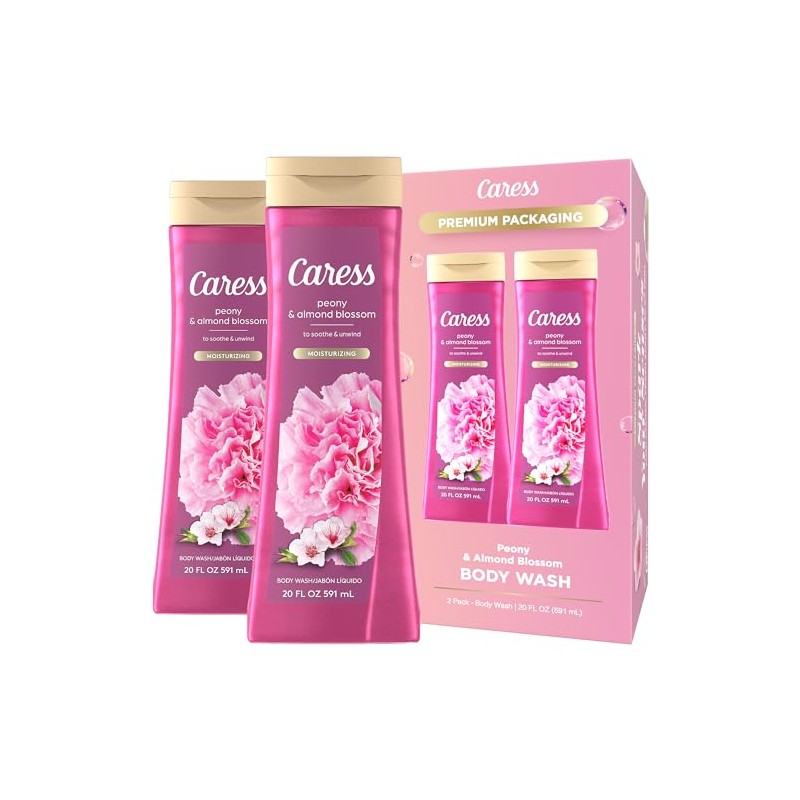 Caress Moisturizing Peony & Almond Blossom Body Wash for Fresh,
