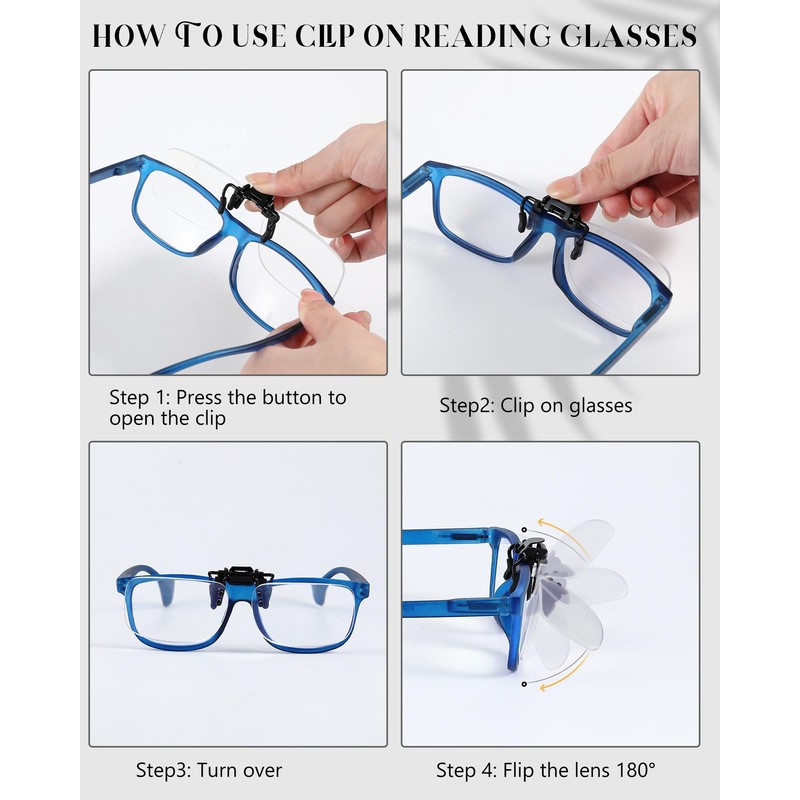 Copkim 6 Pairs Clip on Reading Glasses Flip up Magnifying