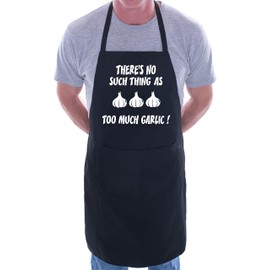 Print4U No Such thing As Too Much Garlic Funny Apron Novelty BBQ Cooking Black