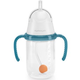 NumNum Baby Straw Cup, Weighted Straw Cup, Spill Proof Sippy Cups with Straw for 6-12 Months, Toddler Drinking Cups, Baby Essentials (1-Pack, Blue)