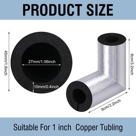 Tlswshsy 6 Pack Elbow Insulation Tubing - Elbow Water Pipe Insulation with Aluminum Foil - Heat Preservation Foam Tube for 1" Thick Outdoor Water Pipe Freeze Protection(6, 1 Inch)
