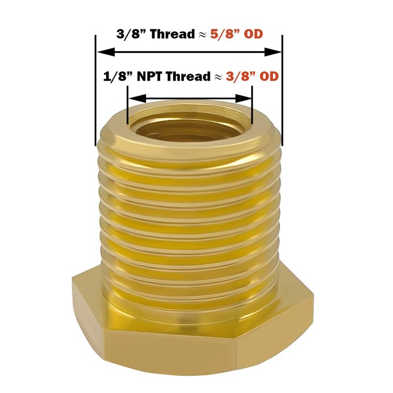 Hooshing 3PCS Bulkhead Fittings 1/8" NPT Female 3/8" Male Straight