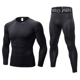 Mens Workout Compression Set Pants and Long Sleeve Shirts Winter Warm Thermal Base Layer Top & Bottom