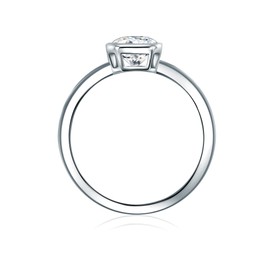 Trilani Women's Solitaire Ring 925 Sterling Silver with Cubic Zirconia Emerald Cut Silver Ring Women's Ring with Stone Rectangular, Silver, Cubic Zirconia