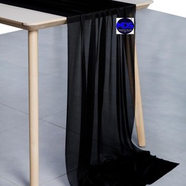 MDS 25 Pack 14ft Chiffon Table Runner 29 x 170 Inches Sheer Wedding Runner Romantic Rustic Table Runner for Wedding Decorations, Birthday Parties, Bridal Shower Party Arch Decor - Black