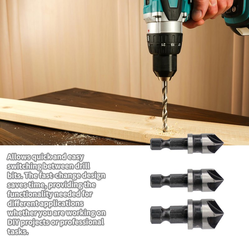YXIING 6 Pcs Countersink Drill Bit, Countersink Drill Bits Set1/4