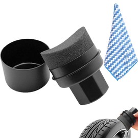 Tyre Dressing Applicator, Tyre Shine Applicator, Premium Black Curved Sponge Brush & 25x25 cm Microfiber Towel, Effortless Car & Bike Wheel Cleaning, Durable Design for Home & Professional Use