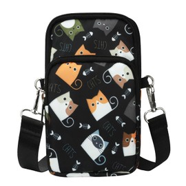 Gocokia Crossbody Bag for Women Girls Ladies Purse Cell Phone Purse Small Crossbody Passport Neck Pouch (Medium), black