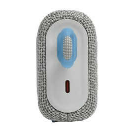 JBL GO3 Eco Model Bluetooth Speaker, USB C Charging, IP67 Dustproof, Waterproof, Passive Radiator, Portable, Eco White, Small