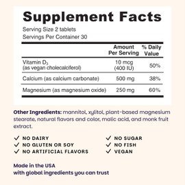 EZ Melts Calcium & Magnesium - Daily Supplement for Heart, Bone, Immune & Brain Health - with Vitamin D3 - Non-GMO & Vegan - Strawberry Smoothie - 60 Dissolvable Tablets (30 Servings)