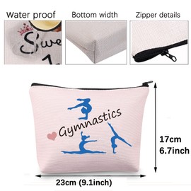 CMNIM Gymnastics Gifts Gymnastics Makeup Bag Cosmetic Pouch Gymnasts Gifts for Girl Gymnastics Travel Bag Toiletry Bag Purse (Gymnastics Makeup bag pink)