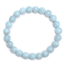 SIMPLÍ BASIC Natural Aquamarine Healing Gemstone Bracelets 8mm Bead Women & Mens Bracelets | Beauty | Happiness | Courage | Calmness | Everyday Jewellery | Inc Gift Box