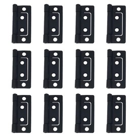 Luomorgo 12 Pcs Non Mortise Hinges Heavy Duty Chest Hinges for Door Cabinet Cupboard, 2" x 0.95", Black