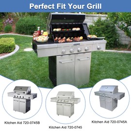 Adviace Grill Replacement Parts for Kitchenaid 720-0745B 720-0745 720-0745A, Replacement for Kitchenaid Grill Parts 720-0745B, Grill Grates Heat Plates Burner Ignitor Kit for Kitchen Aid 720-0745B