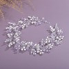 Teyglen Bridal Purple Crystal and Pearl Beads Hair Vine Rhinestone